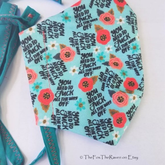 Pretty Flowers and Swears Fitted Face Mask - Picture 5 of 9